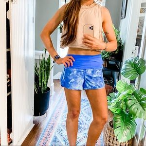 Lululemon high rise 4” speed shorts sz6 tie dye